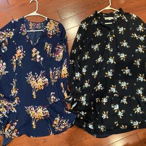 2 floral shirt dresses